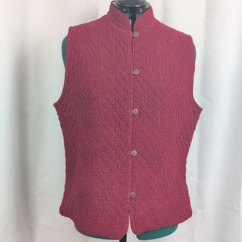 Vintage Eucalyptus Red Quilted Corduroy Vest Ladies' Medium