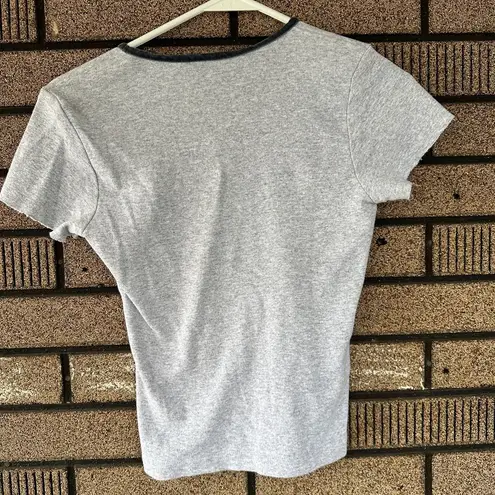 Knit Works Vintage Gray Ribbed Baby Tee Y2K Minimalist Style Medium