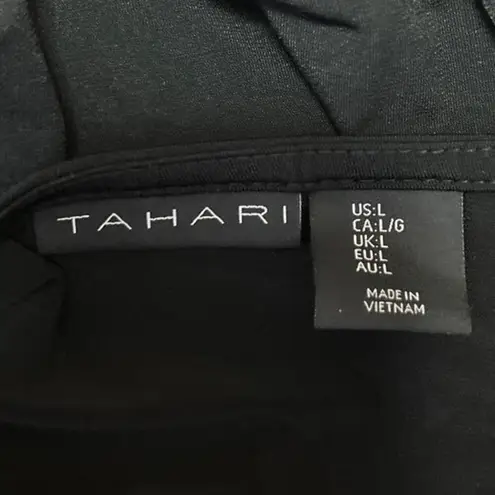 Tahari Black Long Sleeve V Neck Faux Button Up Corset Bustier Blouse Top Size L