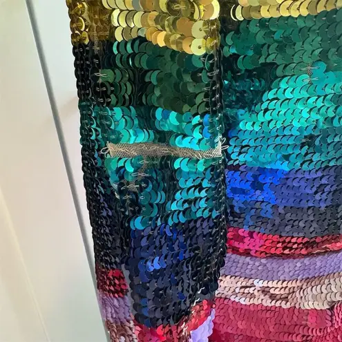 Mac Duggal Women's Size 6 Rainbow Sequin Cocktail Dress Long Sleeve