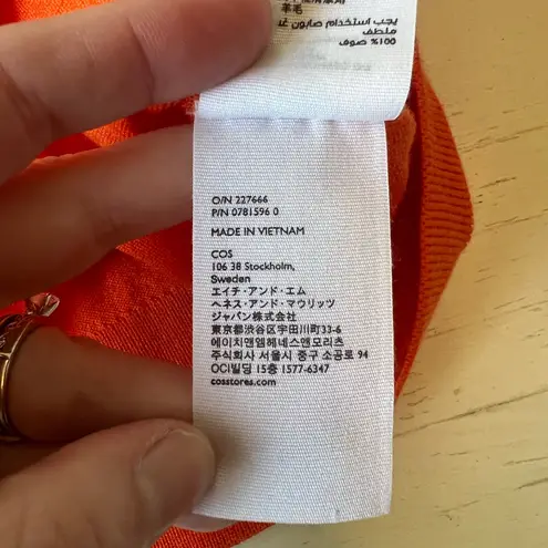 COS Woman’s Small 100% Wool Collared Bright Orange Oversized Sweater Casual