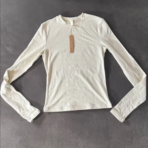 SKIMS Women’s Bone Long Sleeve T-Shirt Cotton Jersey Size XXS NWT