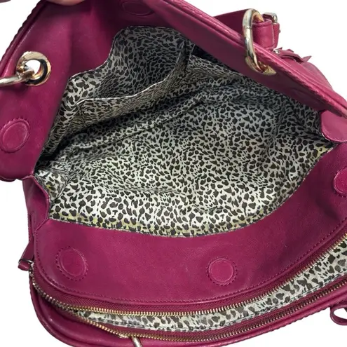 Sorial New York Red Leather Tote With Gold Zipper Accents Pocketbook Travel