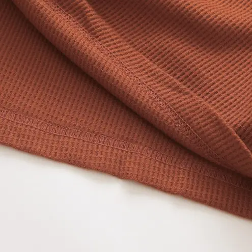 WAFFLE KNIT LEOPARD LONG SLEEVE BLOUSE TWIST KNOT Size undefined