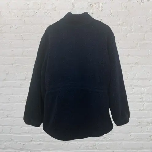 Woolrich Jacket L Vintage Sherpa Fleece Full Zip Navy Blue Cinched Waist