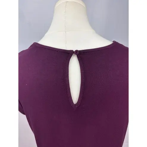 Daniel Rainn Womens Petite Medium Plum Top With Keyhole Back & Pleated Front Des