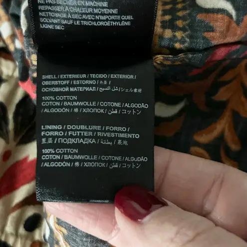 Farm Rio NEW Anthro Long Sleeve Button Front V-Neck Peasant Blouse Size Small