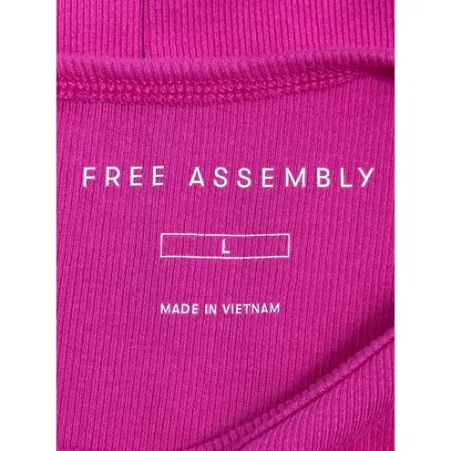 Free Assembly Size Large Hot Pink Long Sleeve Top Modern Street Stylecore Stretc