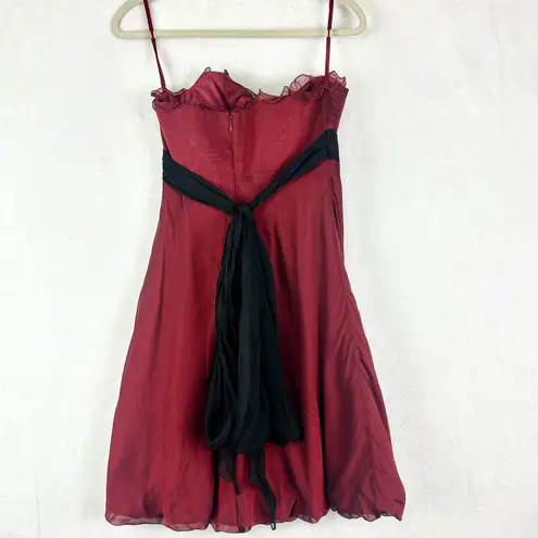 Alberto Makali Vintage  Y2K Bubble Hem Strapless Silk Dress Size 4 Vampire