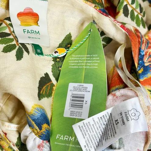 Farm Rio Delicate Garden Linen Midi Skirt, Cream, XS