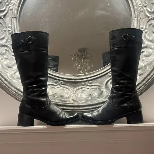 Blondo Black Leather winter Boots with Fleece Lining size 7 wide side zip up