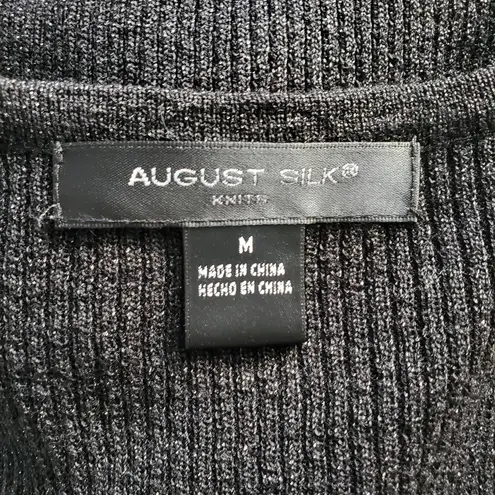 August Silk Knits Silk Blend Beaded Collar Black Sweater M