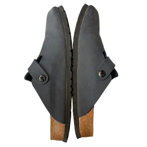 Birkenstock Birkis Unisex Buckle Strap Leather Open Back Slip Clogs Sandals Sz 8 Gray