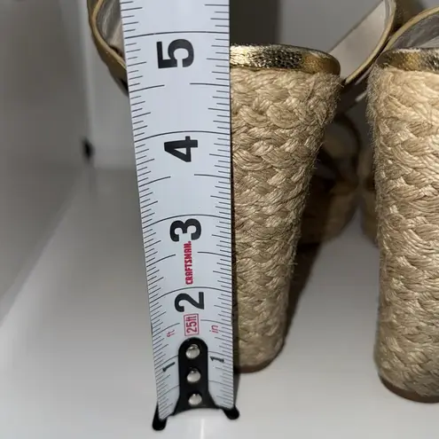 Michael Kors Giovanna Metallic Leather Espadrille Platform Wedge Women’s 10 Gold