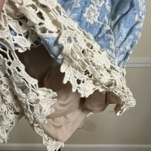 Just Me Festival Cottagecore Boho Western Lace Off Shoulder Feminine Romper Embroidered