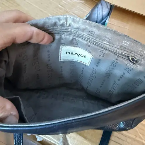 Margot Black Leather Foldover Crossbody Bag