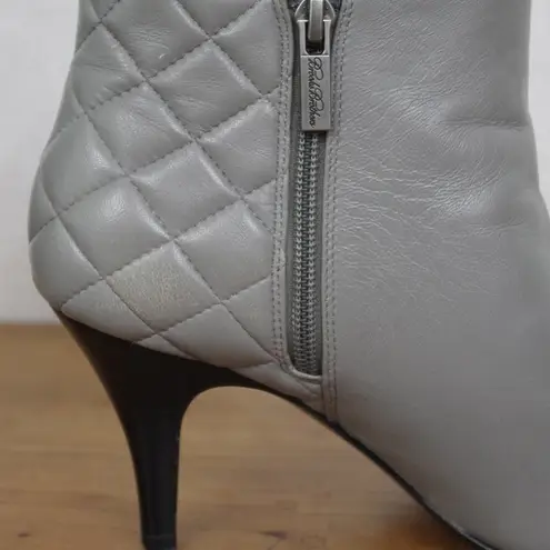 Brooks Brothers Ladies' Grey Leather Heeled Ankle Boots 9