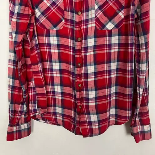 Mossimo Shirt Womens Medium Cotton Plaid Western Cowgirl Rodeo Festival Country Red