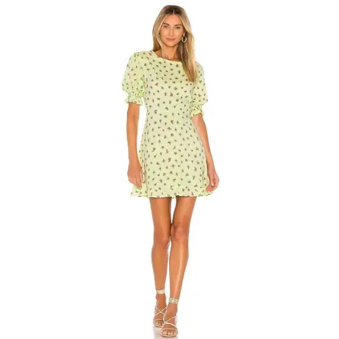 Faithfull the Brand Florence Mini Dress Luda Lime Floral Size Small NWT