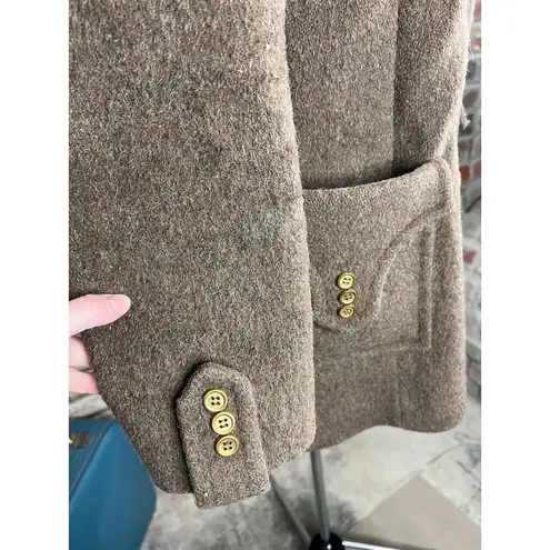 coat double breasted wool brown oversized collar union made Size L