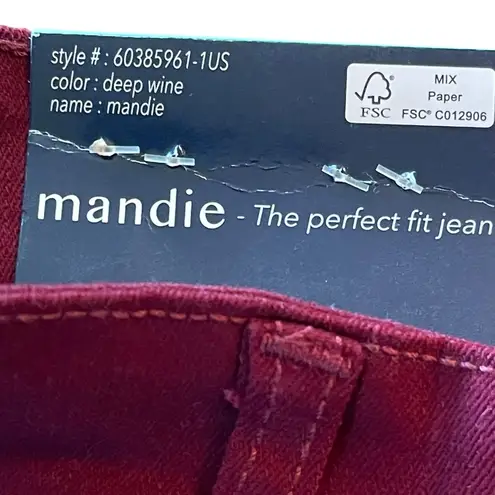 Bandolino Women’s Mandie Jeans Perfect Fit Straight Leg Size 8 NWT Deep Wine