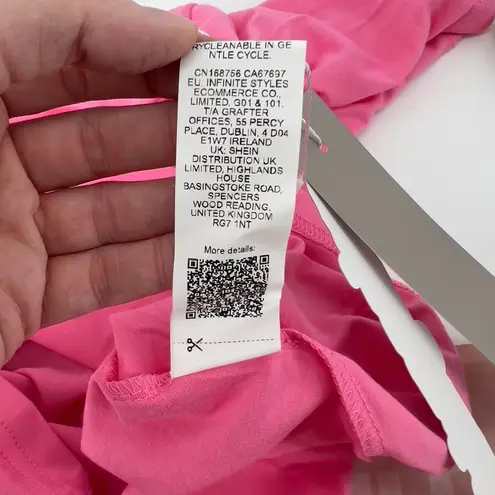 Missguided Women XS Embroidered Logo Oversize Short Sleeve T-Shirt Pink NWT