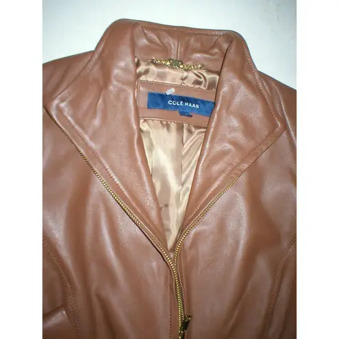Cole Haan New Womens S Light Brown Soft  Leather Jacket Italian Leather Lined