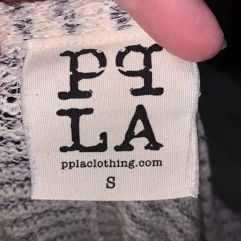 PPLA clothing white striped lace hem sheer long sleeve tunic top