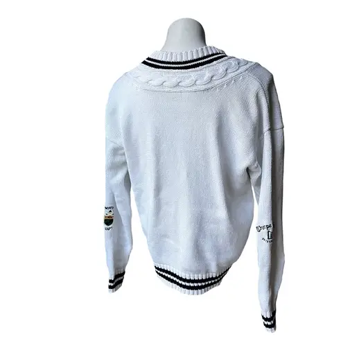 Adrienne Vittadini Vintage Active Cotton Preppy Golf Course Embroiderd Sweater