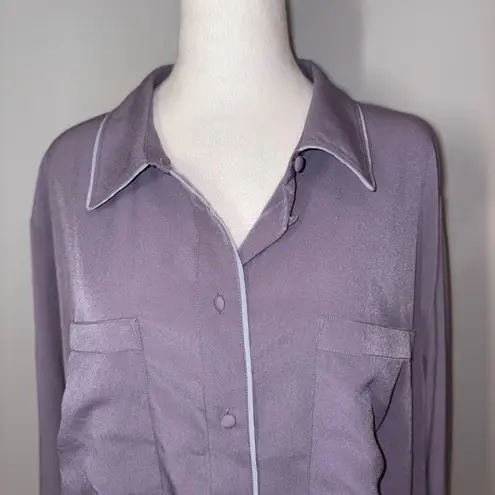 Universal Standard Better than Silk purple Button Down Long Sleeve top M (18-20)