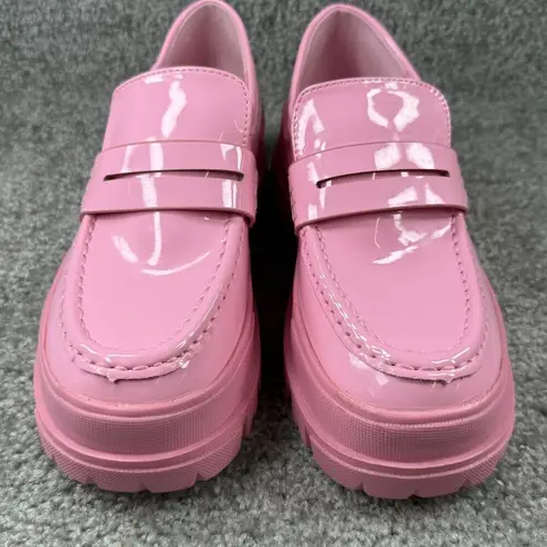 Liliana Pink Chunky Platform Loafers By Women Size 7 Shiny Shade of Pink Slip On