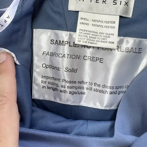 After Six Dress Womens 8R Larkspur Blue V Neck Keyhole Crepe Trumpet Gown 6821