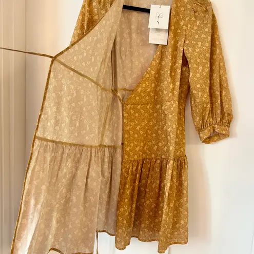 Christy Dawn The Talia Genuine Wrap Dress in Biscotti Cosmos Floral Size S NWT