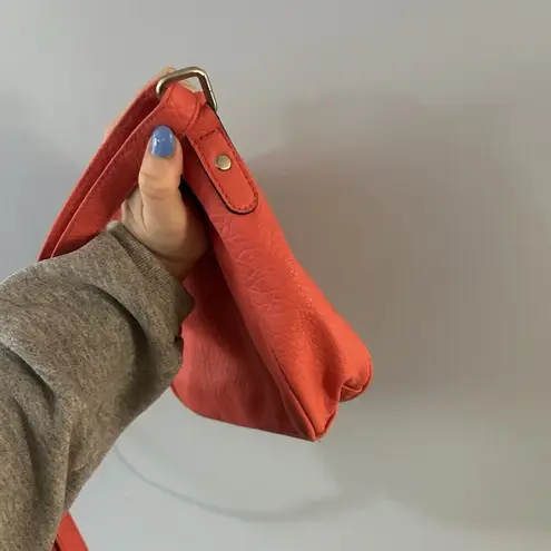 Coral Purse Cross Body Faux Leather Multiple Pockets Medium Sized Red