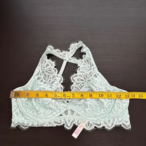 Victoria's Secret Pink Mint Crisscross Back Underwire Lace Bralette Size Small Green