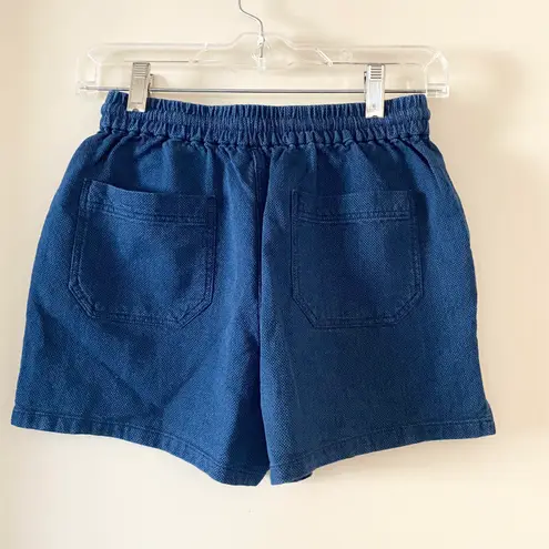 Marine layer Cipes Beach High Rise Cotton Shorts in Indigo Blue