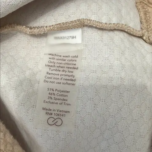 CALIA by Carrie Underwood Beige Cream peach Small Cozy Waffle Knit Sweatshirt Orange