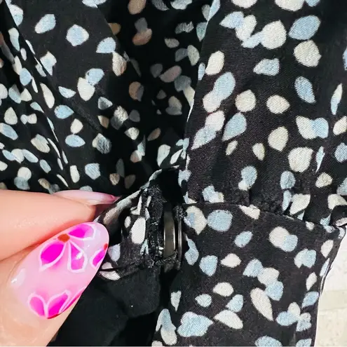 The Kooples Short Sleeve Wrap Patterned Mini Wrap Dress in Blue and Black Size 0