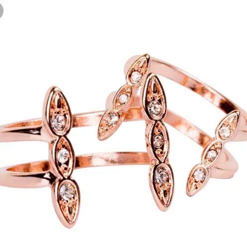 Anthropologie LUV AJ OPEN ROSE GOLD RING SET