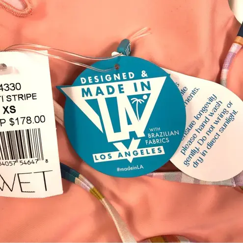 WET Kelly Brazilian Stripe One Pcs Swimsuit XS Preppy Feminine Resort Retro NWT