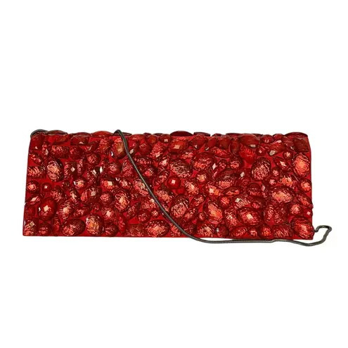 L'Wren Scott x Banana Republic RARE Red Crackle Gemmed Clutch Handbag Wristlet