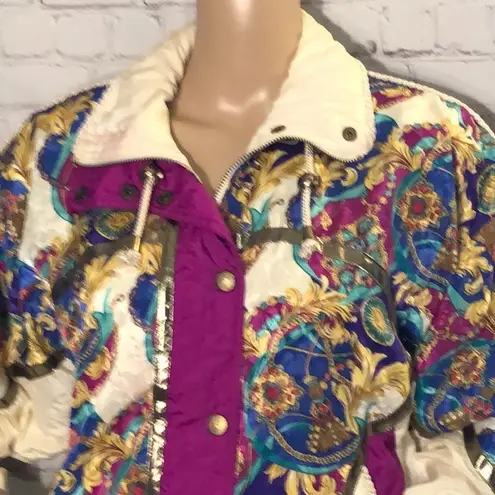 Vintage Clipper Bay Scarf Print Windbreaker S Blue