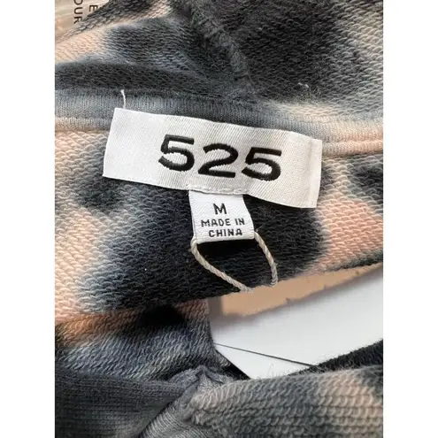 525 America Tie Dye Pink Black Hoodie Medium Cropped Athleisure 100% Cotton NWT