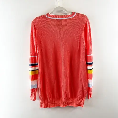 Zaket & Plover Long Sleeve Stripe Crewneck Sweater Top Orange Small