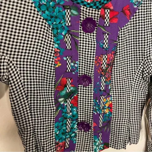 carole little Vintage Petites Jacket NWT Size 8 Flower Button Checkered Floral