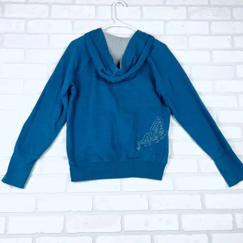 Cocoa Authentic Vintage Blue Butterfly Graphic Hoodie Sweatshirt M/L Size L