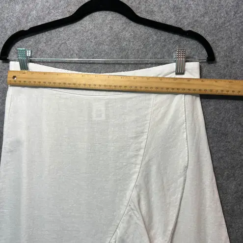 Westport Linen Blend Midi Ruffle Skirt White Elastic Waist Size M Hi Low