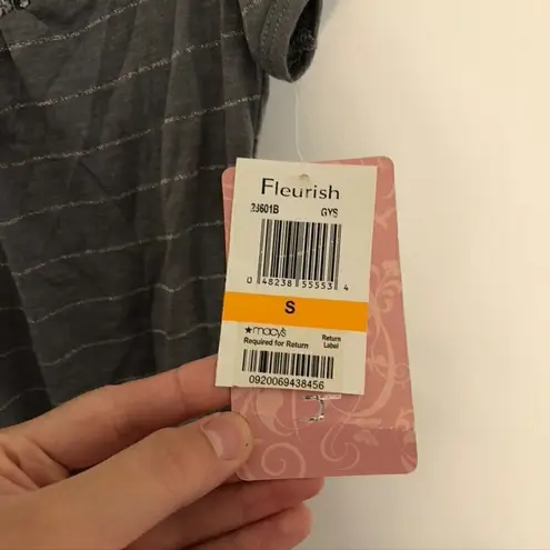 Fleurish NEW NWT Gray Metallic Striped Sequin Short Sleeve Y2K Blouse JUNIORS S
