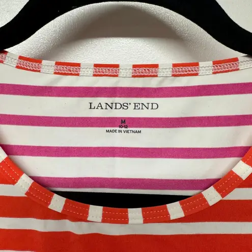 Lands'End  Women Striped Long Sleeve Rash Guard Pink Orange White Medium 10-12