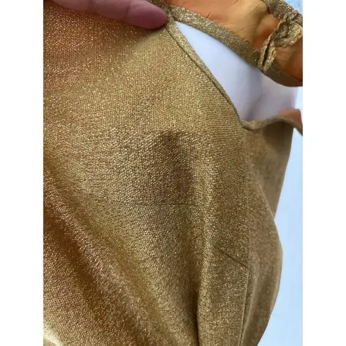 Vintage koret of California gold shimmery scoop neck fit flare belted dress 4